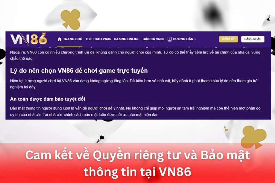 Cam kết về Quyền riêng tư và Bảo mật thông tin tại VN86