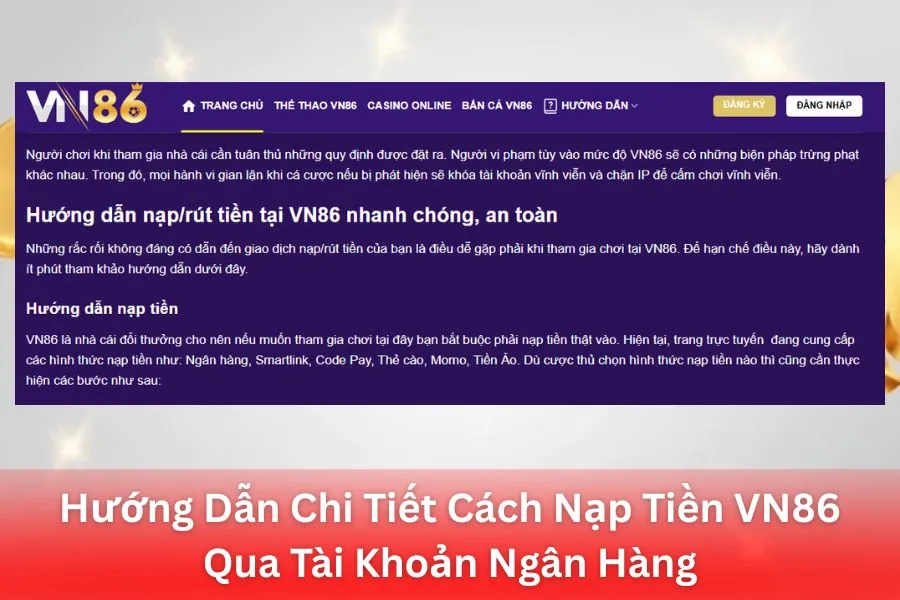 Hướng Dẫn Nạp Tiền VN86 Bằng Tài Khoản Ngân Hàng & Tiền Ảo (USDT)
