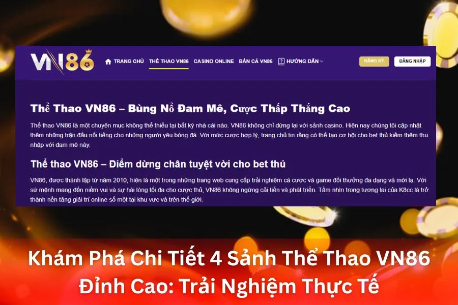 Khám Phá Chi Tiết 4 Sảnh Thể Thao VN86 Đỉnh Cao: Trải Nghiệm Thực Tế