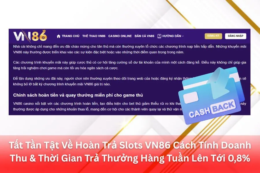 Tất Tần Tật Về Hoàn Trả Slots VN86 Cách Tính Doanh Thu & Thời Gian Trả Thưởng Hàng Tuần